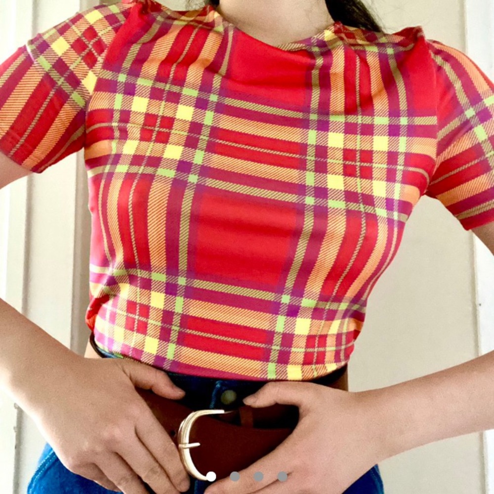 Topshop plaid checked slinky summer top